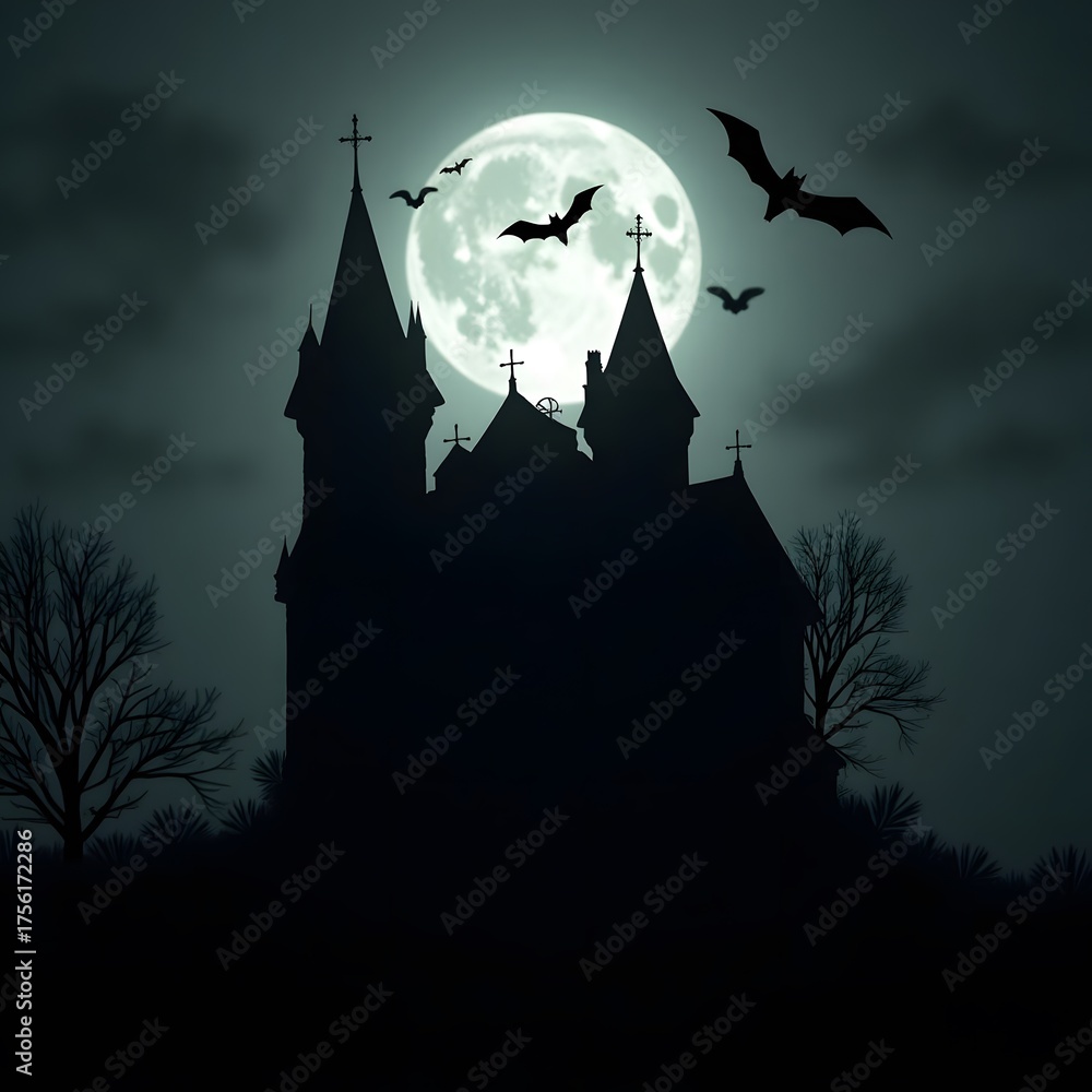 Fototapeta premium halloween background with haunted house