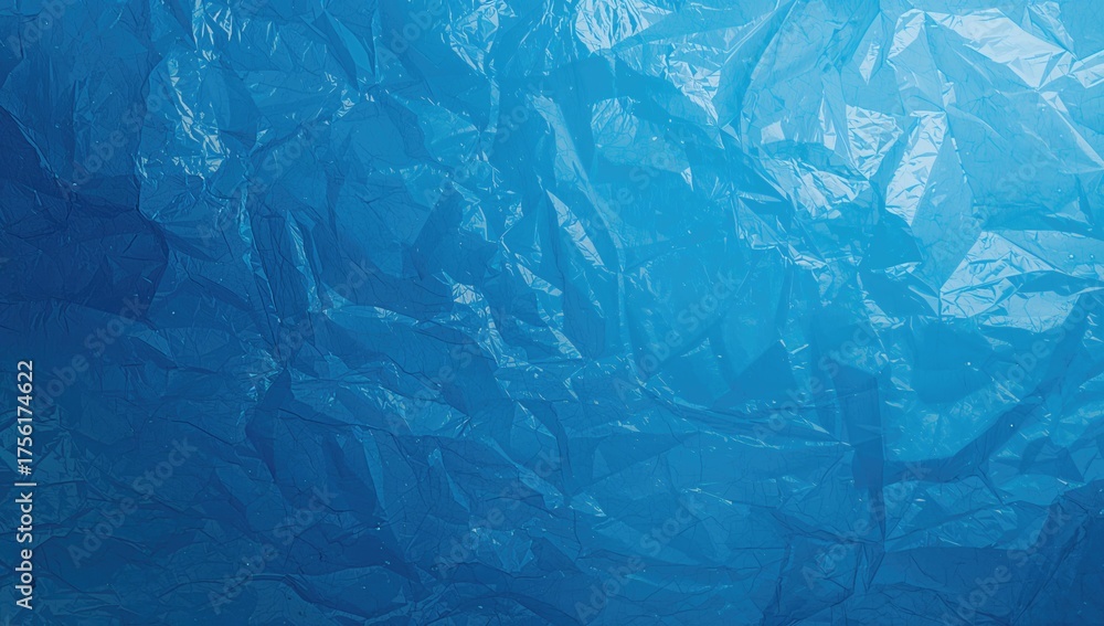 Obraz premium Wrinkled blue polyethylene plastic sheet surface