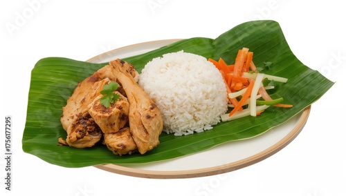 Plate of chicken rice accom...