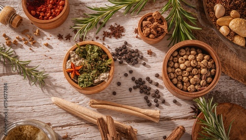 Variety of seasonings arran...