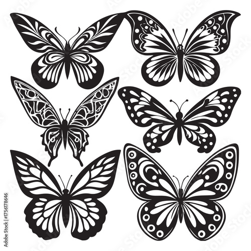 A collection intricate of butterfly set