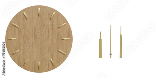 Minimalist Wood and Gold 3D Wall Clock with Separated Hands