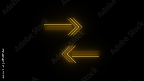Neon glowing Left and Right Arrows illustration on black background.