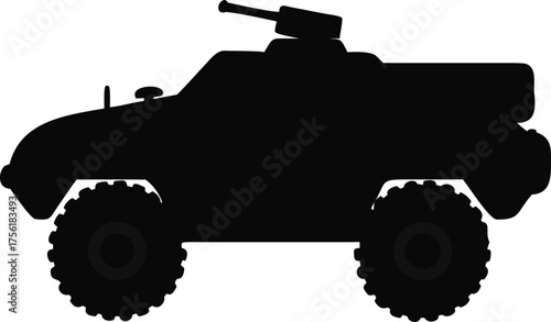 Desert tanker silhouette military fuel transport vector on transparent background.