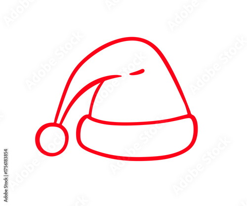 Vector Santa Claus Red Hat outline icon sketch 