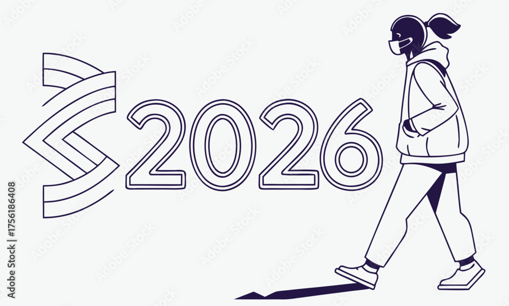 Fototapeta premium Happy New Year 2026: Step into a Bold Future with Style | 2026 New Year Celebration Trends