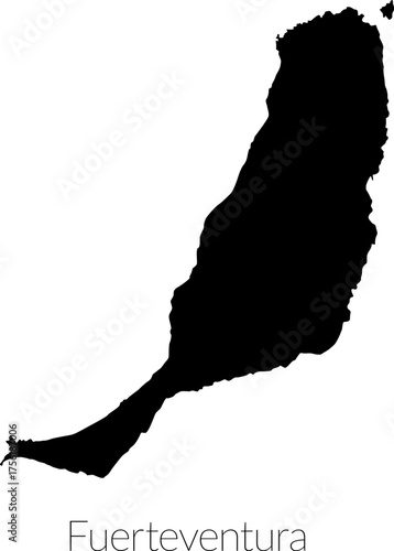 shape of the island of Fuerteventura including small Lobos Island, vector illustration