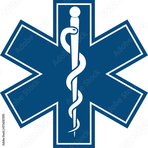 Star of life medical symbol with rod of asclepius emblem for healthcare and emergency services