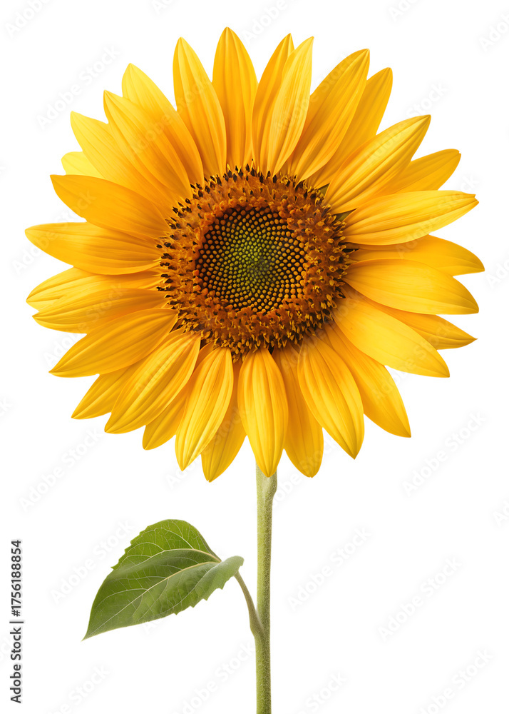 Fototapeta premium Bright Yellow Sunflower Isolated on Transparent Background PNG