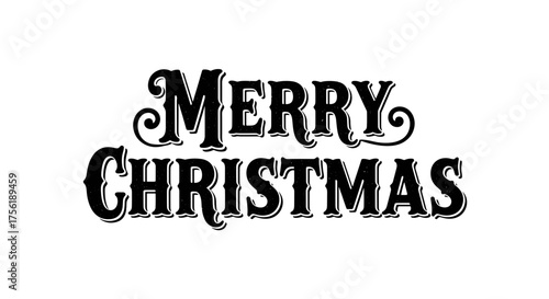 Merry Christmas text in Retro Western style on a white background  