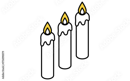 ろうそくの線画アイコンのアイソメトリックイラスト