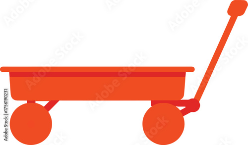 Red wagon vector illustration simple flat design isolated on white background