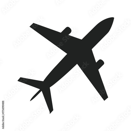 Airplane silhouette minimal travel symbol journey aviation concept vector with white background