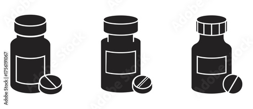 Medical Pills in Bottles vector illustration for healthcare or pharmaceutical industry, vector illustration