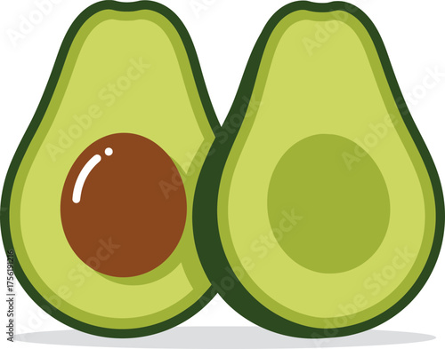 Fresh ripe avocado halves with smooth texture and healthy green color for food lovers isolated on transparent background