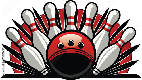 Bowling ball and pins ready for a strike