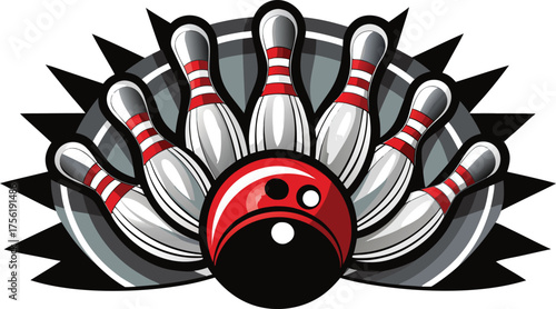 Bowling ball and pins ready for a strike