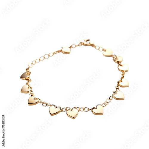 Wallpaper Mural Gold Heart Charm Bracelet. Elegant Jewelry For Romantic And Special Occasions. Isolated On Transparent Background Torontodigital.ca