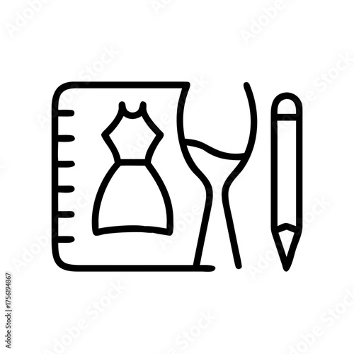 Fashion design sketch with mannequin and pencil