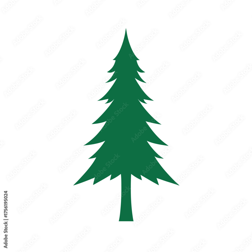 Fototapeta premium Minimal pine tree silhouette clean nature forest symbol eco concept vector with white background