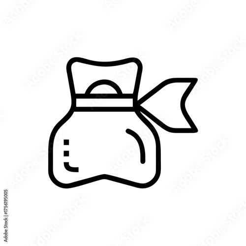 Illustration of a money bag in black outline