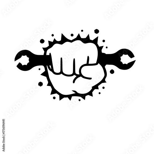vector illustration of a hand holding a spanner