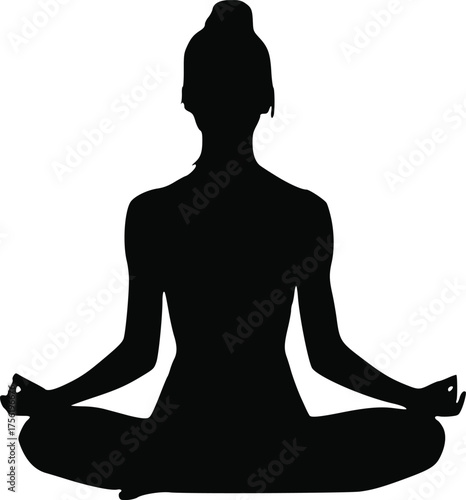 Woman in meditative pose promoting inner peace and mindfulness practice