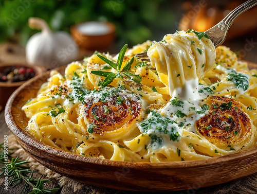 Creamy fettuccine Alfredo t...