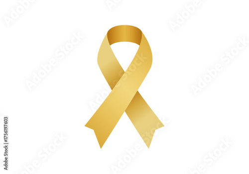 Lazo amarillo en fondo blanco contra el cáncer infantil
