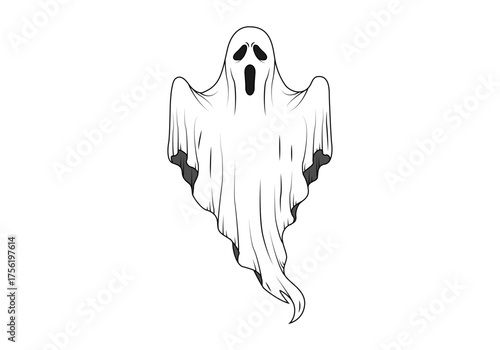 Fantasma siniestro en fondo blanco