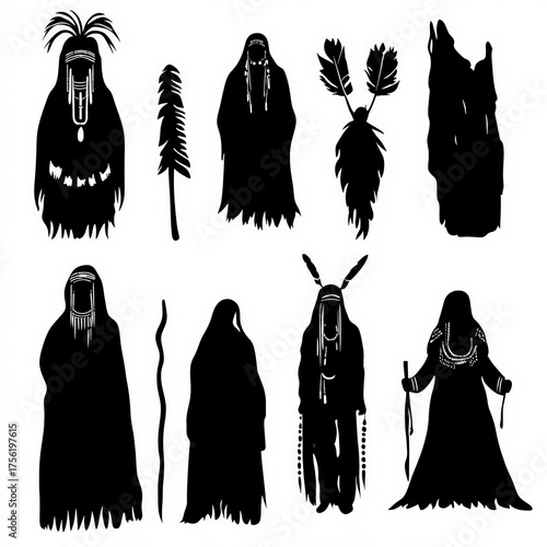 Native American Silhouette,...