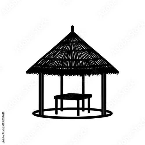 thatched roof seating corner