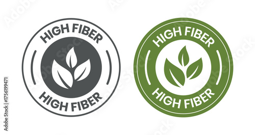 High Fiber Icon Vector Isolated. Nutrition Label Design Element for Product Packaging. Healthy, Organic, and Whole Grain Food Stamp for Natural and Diet-Friendly Branding.