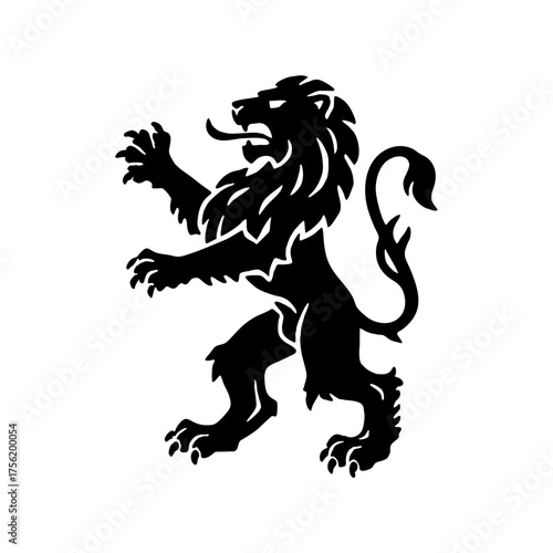 simple vector illustration logo of heraldic lion standing