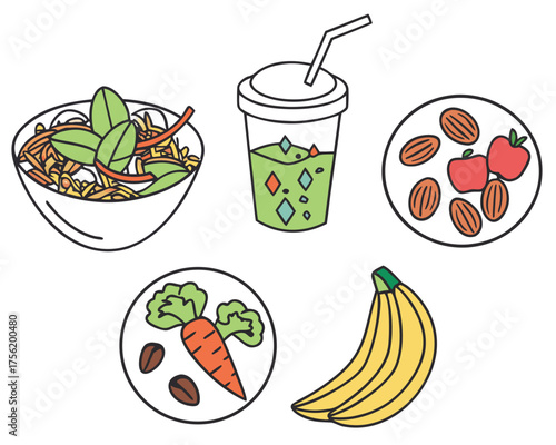 Illustration of various healthy food options