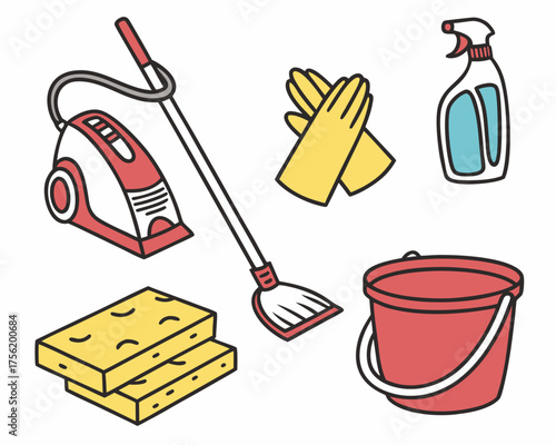 Various cleaning tools and supplies