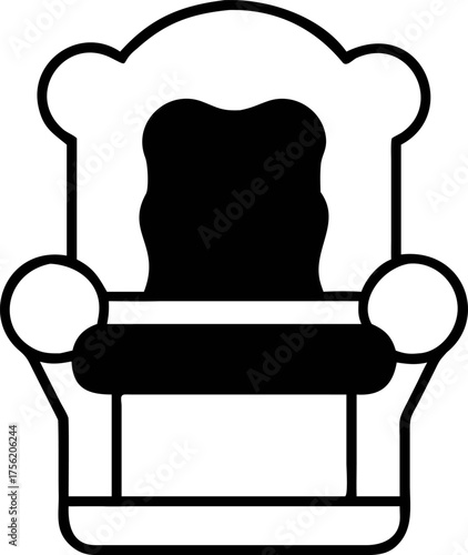Sophisticated Throne Vector Icon A Minimalist Design for Royalty and Elegance in Graphic Projects and Symbolism, Black and White
