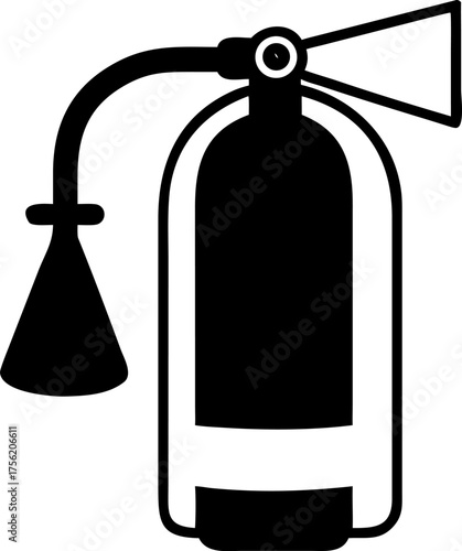 Black and White Fire Extinguisher Icon Safety, Emergency Response and Firefighting Equipment