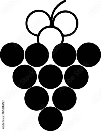 Elegant grape icon showcasing vineyard bounty & fruit harvest, symbolizing culinary arts, winemaking and agricultural abundance in a sleek design