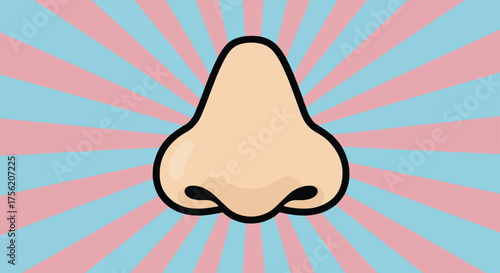 Stylized illustration of a human nose against a colorful background