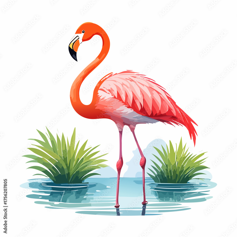 Fototapeta premium Flamingo auf Seeufer