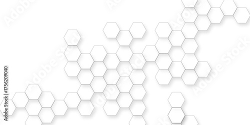 Hexagonal pattern white isolate background, with slight shadows and a clean modern aesthetic on transparent, abstract white hexagonal Pattern  texture.