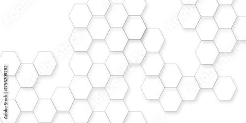 Hexagonal pattern white isolate background, with slight shadows and a clean modern aesthetic on transparent, abstract white hexagonal Pattern  texture.