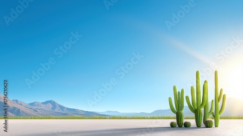 Vast cactus farm under clear blue sky rows of green cacti str