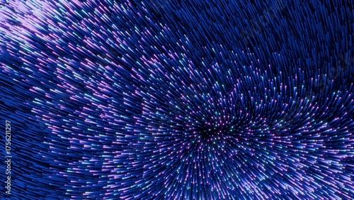 Abstract glowing particle lines swirling in space