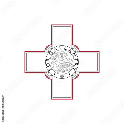 Maltese Cross emblem. Malta flag element