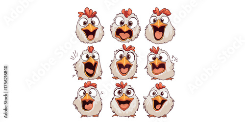 Vector illustration set of cute funny baby birds in cartoon style