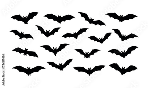 Flying Bats Silhouette Pattern for Halloween Decoration.