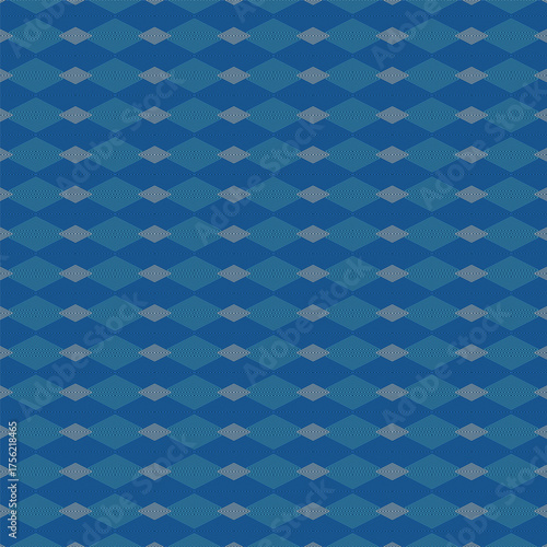 Seamless Geometric Diamond Pattern in Blue Abstract Modern Wallpaper, Textile, and Digital Background Design