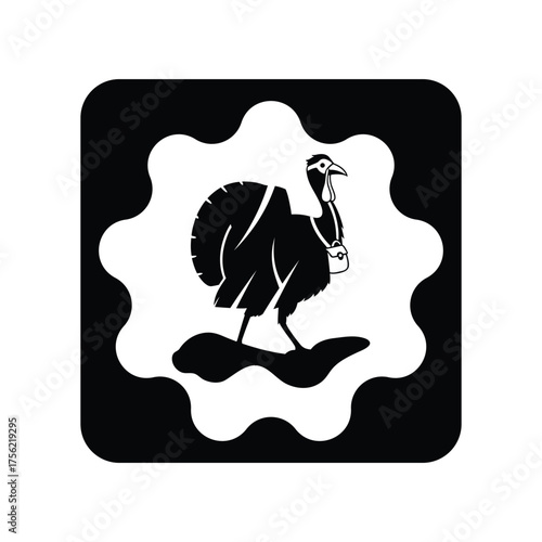 Cartoon emu with a camera isolated on white background is ready to take a picture